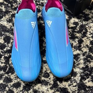 adidas Blue Slip-On Athletic Shoes with Pink Accents